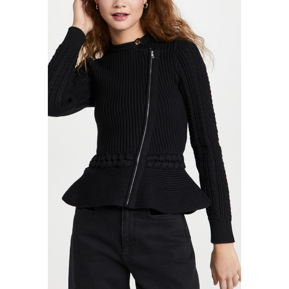 Simkhai Jonathan Black Cotton Andi Cardigan Size L - Picture 1 of 5